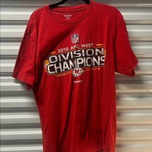 Reebok Red Division Champions T-Shirt Kansas City Chiefs AFC #SH003 WhT Poly